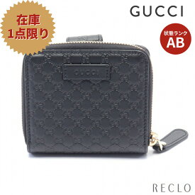 【エントリーでポイント10倍◎店舗限定11日1:59迄】グッチ GUCCI マイクログッチシマ 二つ折り財布 レザー ブラック 449395【中古】