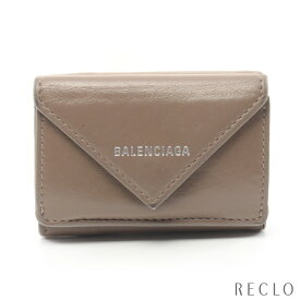 【スーパーSALE限定!!10%OFF以上】バレンシアガ BALENCIAGA ペーパーミニウォレット コンパクトウォレット 三つ折り財布 レザー ブラウン 391446【中古】_2406ss_all_wal_0604