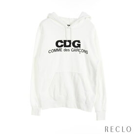 シーディージー CDG プルオーバーパーカー ロゴプリント コットン オフホワイト SZ-T001【中古】 送料無料