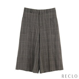 【エントリーでポイント10倍◎対象店舗限定27日1:59迄】セリーヌ CELINE CULOTTES IN PRINCE OF WALES クロップド ワイドパンツ グレンチェック ウール ダークグレー 2P286942H【中古】 送料無料_2406ss_all_apa_0604