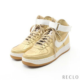 【エントリーでポイント10倍◎店舗限定11日1:59迄】【スーパーSALE限定!!10%OFF以上】ナイキ NIKE AIR FORCE 1 HIGH RETRO QS ハイカットスニーカー レザー ゴールド ホワイト 823297-700【中古】 送料無料_2406ss_all_sp_0604