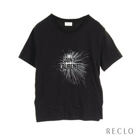 サンローランパリ SAINT LAURENT PARIS Tシャツ ロゴプリント コットン ブラック 【中古】 送料無料