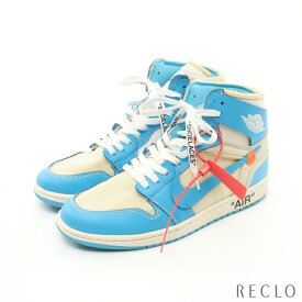 ナイキ NIKE NIKE × OFF-WHITE AIR JORDAN 1 HIGH UNC ハイカットスニーカー レザー ファブリック ライトブルー ホワイト AQ0818-148【中古】