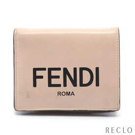 フェンディ FENDI 二つ折り財布 ロゴ レザー ライトピンク 8M0420【中古】
