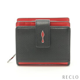 クリスチャンルブタン Christian Louboutin Paloma Mini Wallet 二つ折り財布 レザー ブラック レッド 3195015【中古】