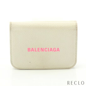 バレンシアガ BALENCIAGA Cash Mini Wallet キャッシュ ミニ ウォレット 三つ折り財布 コンパクトウォレット レザー オフホワイト 593813【中古】