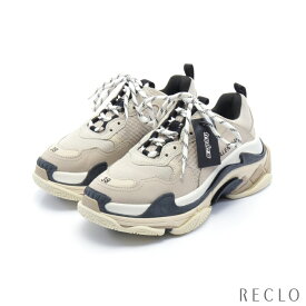 バレンシアガ BALENCIAGA TRIPLE S トリプルS スニーカー メッシュ レザー ベージュ ブラック 524039【中古】