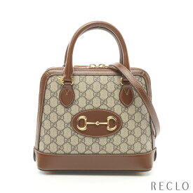 グッチ GUCCI ホースビット 1955 スモール トップハンドル バッグ GGスプリーム ハンドバッグ PVC レザー ベージュ ブラウン 2WAY 621220【中古】