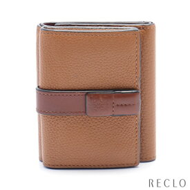 【エントリーでポイント10倍◎店舗限定11日1:59迄】【SALE 10%OFF以上】ロエベ LOEWE TRIFOLD WALLET 三つ折り財布 コンパクトウォレット レザー ブラウン ダークブラウン 124.12AB41【中古】