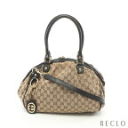 グッチ GUCCI スーキー GGキャンバス ハンドバッグ キャンバス レザー ベージュ ブラック 2WAY 223974【中古】