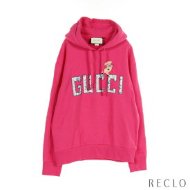 グッチ GUCCI プルオーバーパーカー ロゴ刺? コットン ピンクパープル 475374【中古】