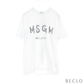 エムエスジーエム MSGM Tシャツ クルーネック ロゴプリント コットン ホワイト 3440MM510【中古】