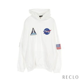 バレンシアガ BALENCIAGA NASA Space Boxy Hoodie プルオーバーパーカー コットン オフホワイト 651799【中古】