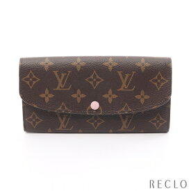 ルイヴィトン LOUIS VUITTON ポルトフォイユ エミリー モノグラム ローズバレリーヌ 二つ折り長財布 PVC レザー ブラウン ライトピンク M61289【中古】