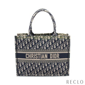 クリスチャンディオール Christian Dior BOOK TOTE ブックトート スモール ハンドバッグ トートバッグ キャンバス ネイビー オフホワイト M1296ZGSB【中古】
