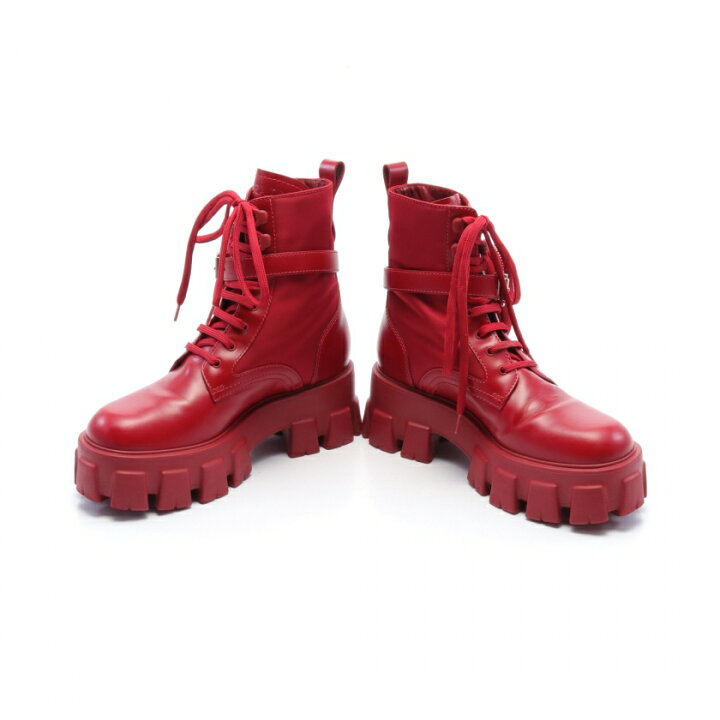 楽天市場】プラダ PRADA モノリス ポーチ付 レザー × Re-Nylon ブーツ 