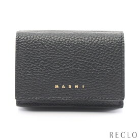 マルニ MARNI VENICE ヴェニス 三つ折り長財布 コンパクトウォレット レザー ブラック PFMOW02Q04【中古】