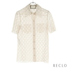 グッチ GUCCI GGロゴ メッシュ シャツ ブラウス レース コットン アイボリー 513519【中古】