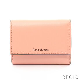 アクネストゥディオズ Acne Studios フォールドウォレット 三つ折り財布 レザー コーラルピンク FN-UX-SLGS000247【中古】