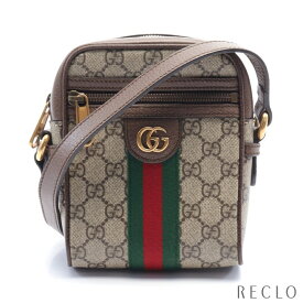 【エントリーでポイント10倍◎店舗限定11日1:59迄】グッチ GUCCI オフィディア シェリーライン GGスプリーム ショルダーバッグ PVC レザー ベージュ ダークブラウン 598127【中古】