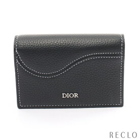 ディオール DIOR SADDLE ビジネスカードホルダー カードケース 名刺入れ レザー ブラック 2ADCH166YKK_H00N【中古】