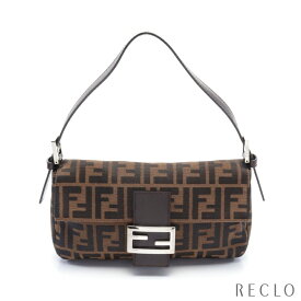 フェンディ FENDI マンマバケット ズッカ ワンショルダーバッグ キャンバス レザー ブラウン ダークブラウン 【中古】