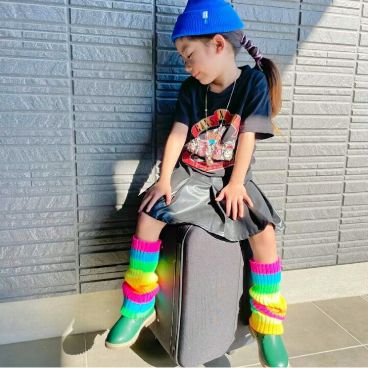 楽天市場 大人気商品 ネオンレインボーレッグウォーマー 韓国子供服 ネオン ネオンカラー カラフル カラフルカラー 姉妹おそろい 兄弟おそろい おそろいコーデ レインボー 蛍光 派手 ルーズソックス ルーズ キッズ ダンス ダンス衣装 ダンスファッション Reco H0069