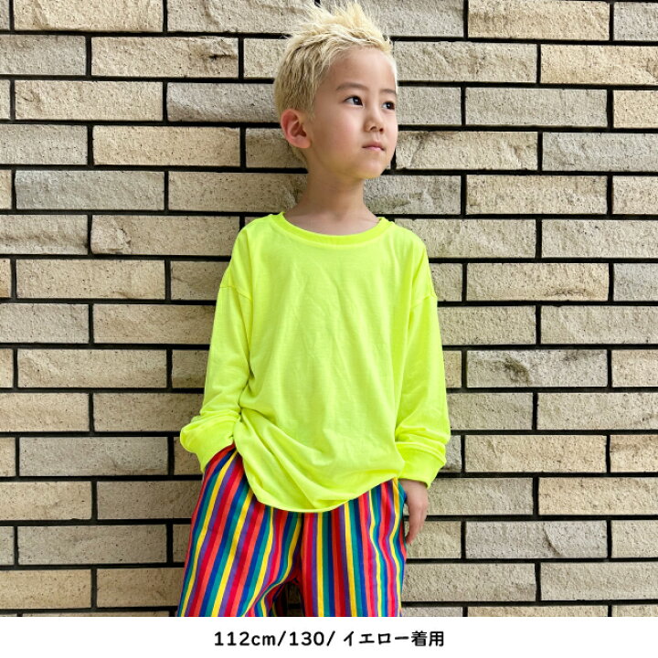 楽天市場】【ロングTシャツ】キッズ tシャツ 袖リブ カットソー ネオン 