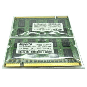 �������� BUFFALO�� �m�[�g�p�\�R���p������ DDR2 PC2-4200 D2N533B 2GB×2�� ���v4GB �o�b�t�@���[ ����`�F�b�N�ς�