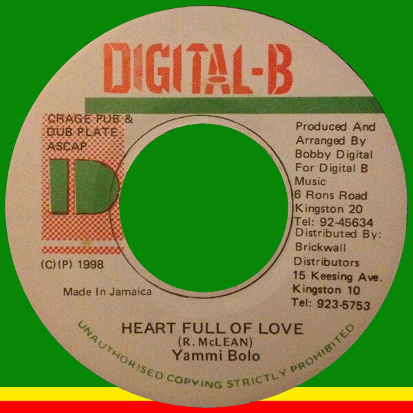 【中古】ジャマイカ7” Yami Bolo Heart Full Of Love NONE Digital-B /00080