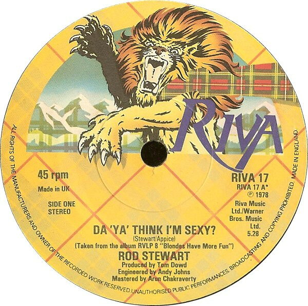【中古】英7” Rod Stewart Da ya Think Im Sexy  RIVA17 RIVA /00080