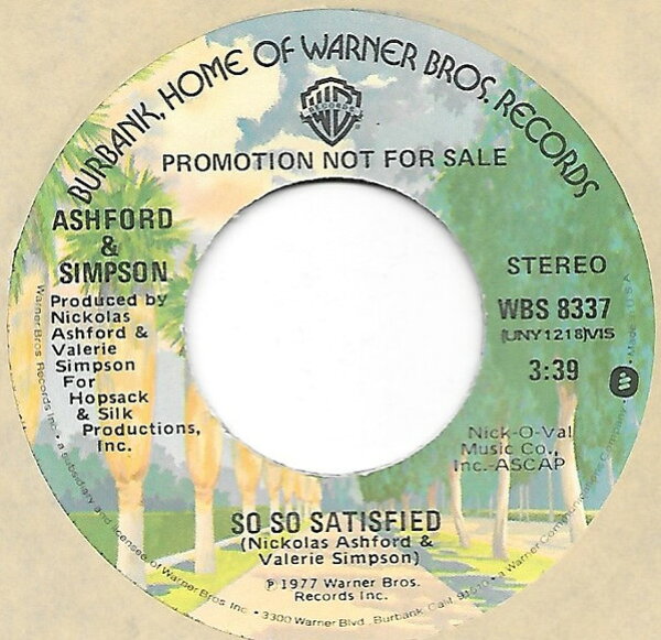 【中古】米7” Ashford & Simpson So So Satisfied WBS8337 Warner Bros. Records /00080