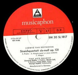 【中古】独LP Ludwig Van Beethoven, The Fine Streichquartet Cis-moll Op.131 BM30SL1817 Barenreiter-Musicaph /00260