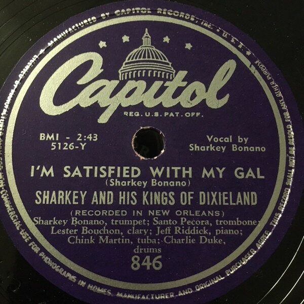 【中古】米78RPM/SP Sharkey & His Kings Of Dixiela Im Satisfied With My Gal / Over The Waves 846 CAPITOL  RECORDS /00500