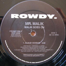 【中古】米12” Mr. Malik Malik Goes On RDP5059PROMO Rowdy Records プロモ /00250