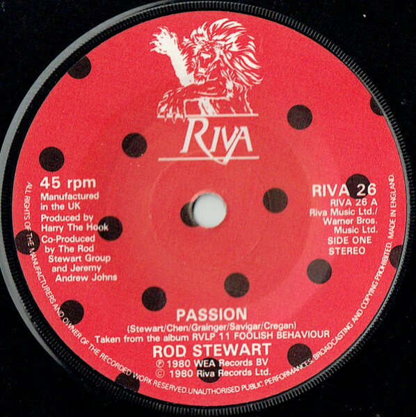 【中古】英7” Rod Stewart Passion RIVA26 Riva /00080