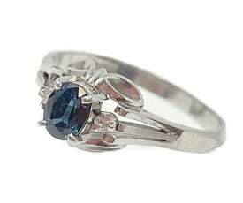 【中古】 Pt900 リング 12号 ダイヤ0.03ct サファイヤ 0.43ct