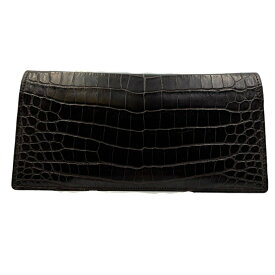 【中古】 UNITED ARROWS SMALL CROCO 長財布 メンズ ワニ革 ブラウン W1