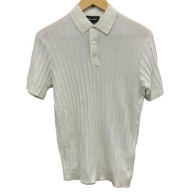 【中古】 EMPORIO ARMANI エンポリオアルマーニ ポロシャツ メンズ コットン ストライプ オフホワイト XS 3L1MTH 1MDGZ KW1