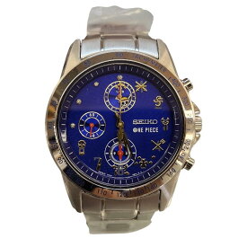 【中古】SEIKO セイコー ONE PIECE アニメ 20周年記念モデル 腕時計 メンズ クォーツ アナログ クロノグラフ シルバー/ブルー 7T92-HBM0 T1