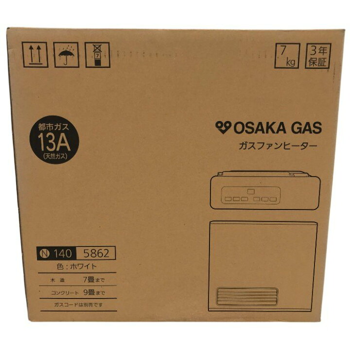 楽天市場】【中古】 大阪ガス ガスファンヒーター ホワイト 都市ガス用 