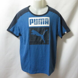 【中古】 【送料無料】 古着 メンズL PUMA/プーマ Tシャツ 半袖 スポーツMIX カジュアル ブルー/ネイビー/ホワイト 555103