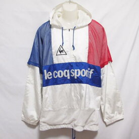 【中古】 【送料無料】 古着 メンズLL le coq sportif/ルコックスポルティフ 裏スウェット地 ハーフジップ ブレーカー パーカー ホワイト/ブルー/レッド QS-6861