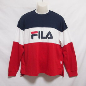 【中古】 【送料無料】 古着 メンズM FILA/フィラ ロンT Tシャツ 長袖 オーバーサイズ スポーツ カジュアル 普段着 ネイビー/ホワイト/レッド FM9618