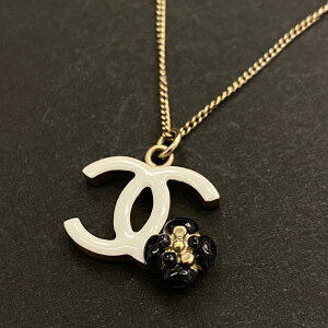 ◆CHANEL シャネル ココマークxカメリア ネックレス◆12年/white /白/ホワイト/black /黒/ブラック/レディース/アクセサリー/KI1004【中古】