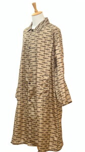 良品◆VETEMENTS ヴェトモン 総ロゴプリント コート 2019SS ◆beige/ベージュ/メンズ/ナイロン/アウター/JY1013【中古】