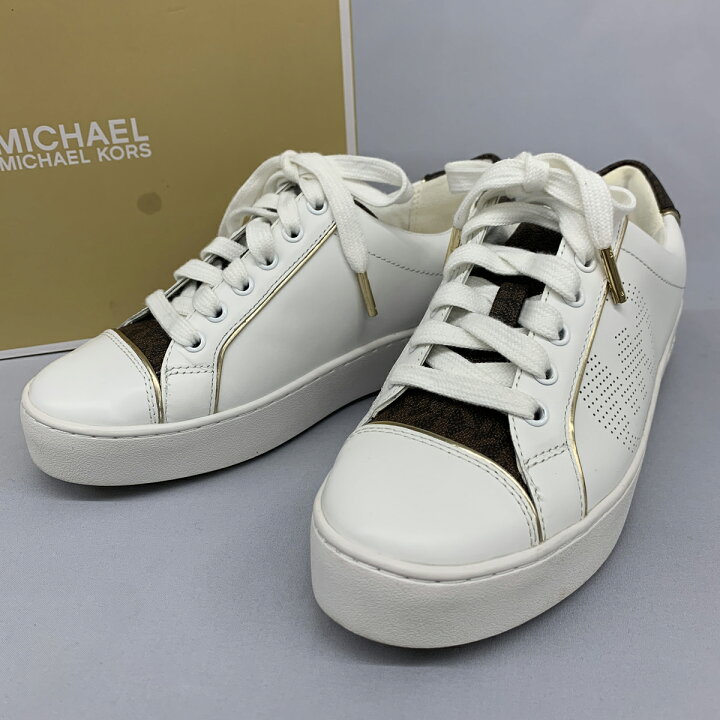 良好◆MICHAEL KORS マイケルコース レザースニーカー サイズ◆ white/ホワイト/白/ブラウン/brown/ロゴ/レディース/シューズ/靴【中古】 | リサイクル ティファナ