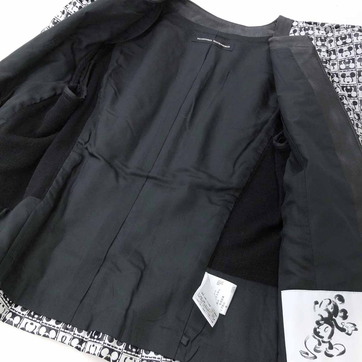 HIROKO KOSHINO ヒロココシノ ノーカラージャケット サイズ38 ブラック/ホワイト レディース ミッキーマウス アウター 【中古】 |  リサイクル ティファナ