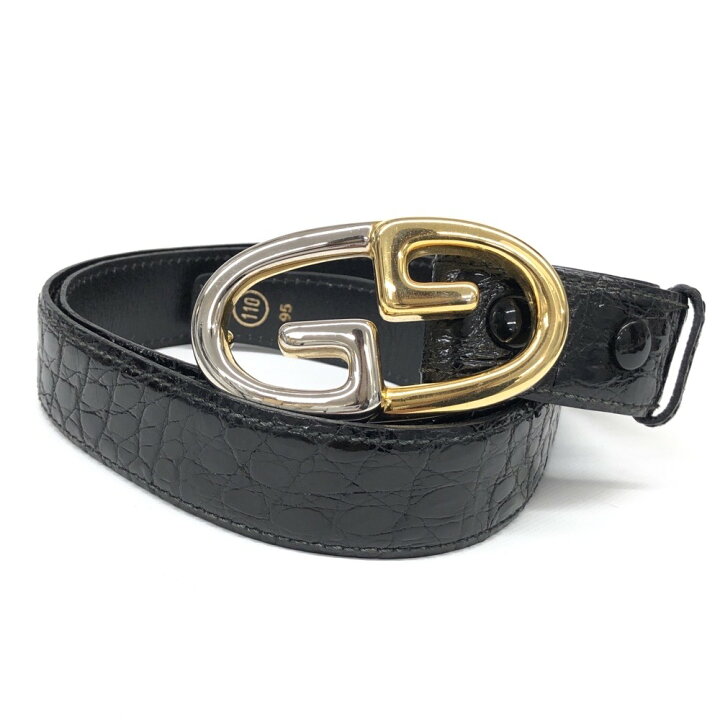 楽天市場】GUCCI オールドグッチ ベルト 110/95 ブラック クロコダイル 