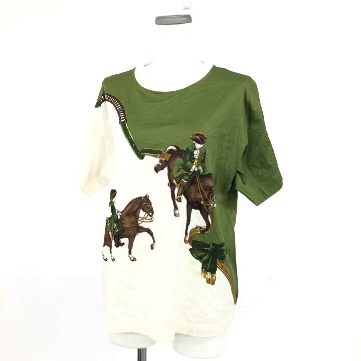 楽天市場】HERMES エルメス 半袖Tシャツ サイズL ホワイト/グリーン 綿  